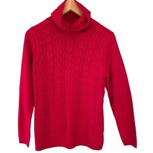 NWT Coldwater Creek Red Turtleneck Knit Sweater Cable Cascade Tneck Size XS
